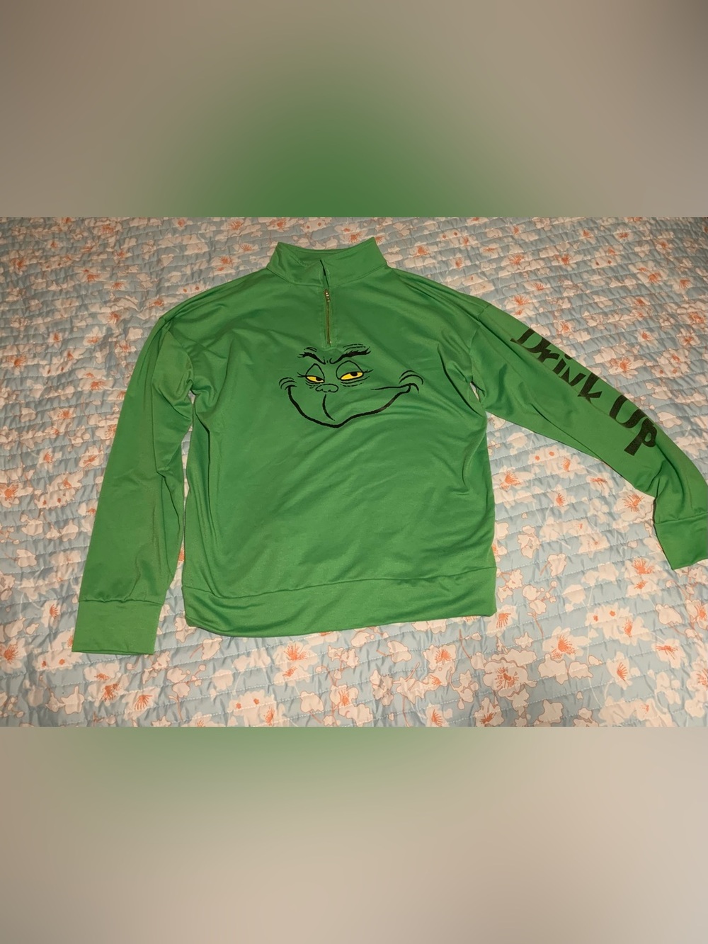 Green Grinch Quarter-Zip Pullover Sweatshirt